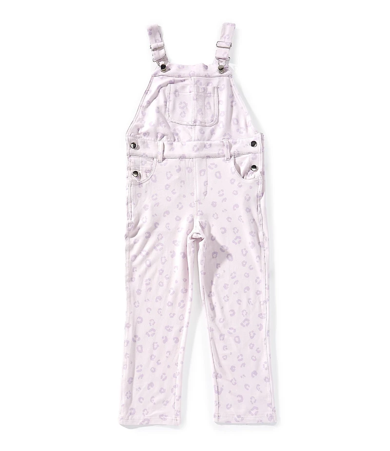 Indie Gold Little Girls Sleeveless Leopard-Printed French Terry Overalls