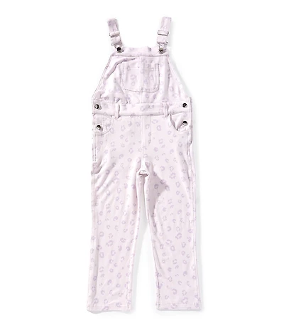 Indie Gold Little Girls Sleeveless Leopard-Printed French Terry Overalls