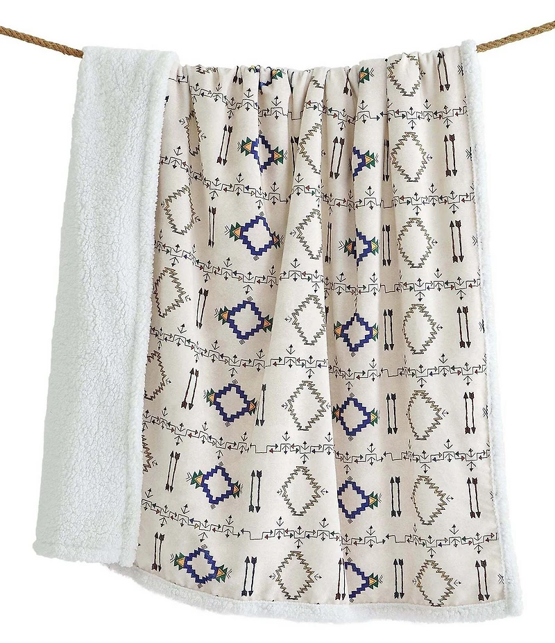 Indigo Hill by HiEnd Accents Arrow and Tribal Patterned Campfire Sherpa Cozy Throw Set