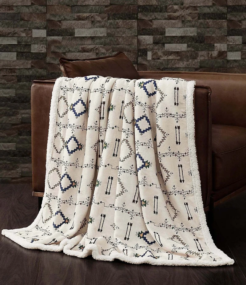Indigo Hill by HiEnd Accents Arrow Campfire Sherpa Throw