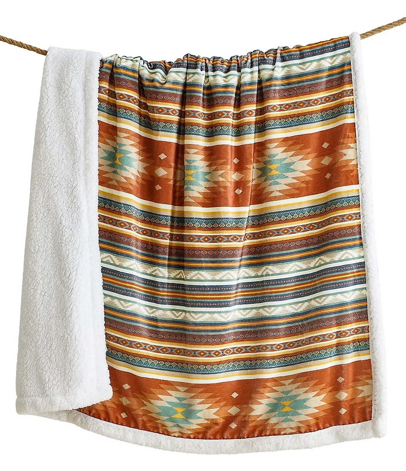 Indigo Hill by HiEnd Accents Del Sol Southwestern Campfire Sherpa Cozy Throw Set