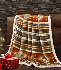 Indigo Hill by HiEnd Accents Del Sol Southwestern Print Campfire Sherpa Throw