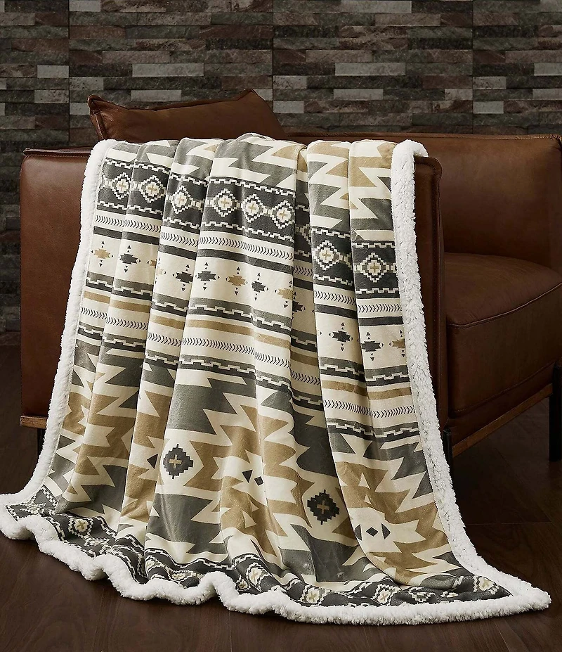 HiEnd Accents x Indigo Hill Desert Sage Southwestern Campfire Sherpa Throw Set