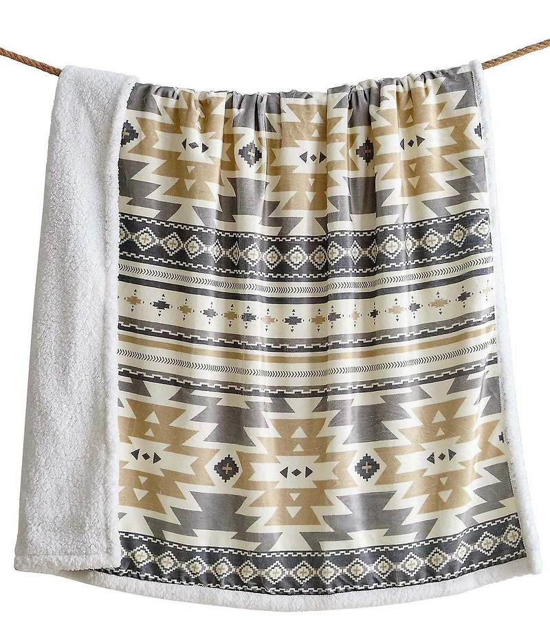 Indigo Hill by HiEnd Accents Desert Sage Southwestern Bold Geometric Patterns Campfire Sherpa Throw