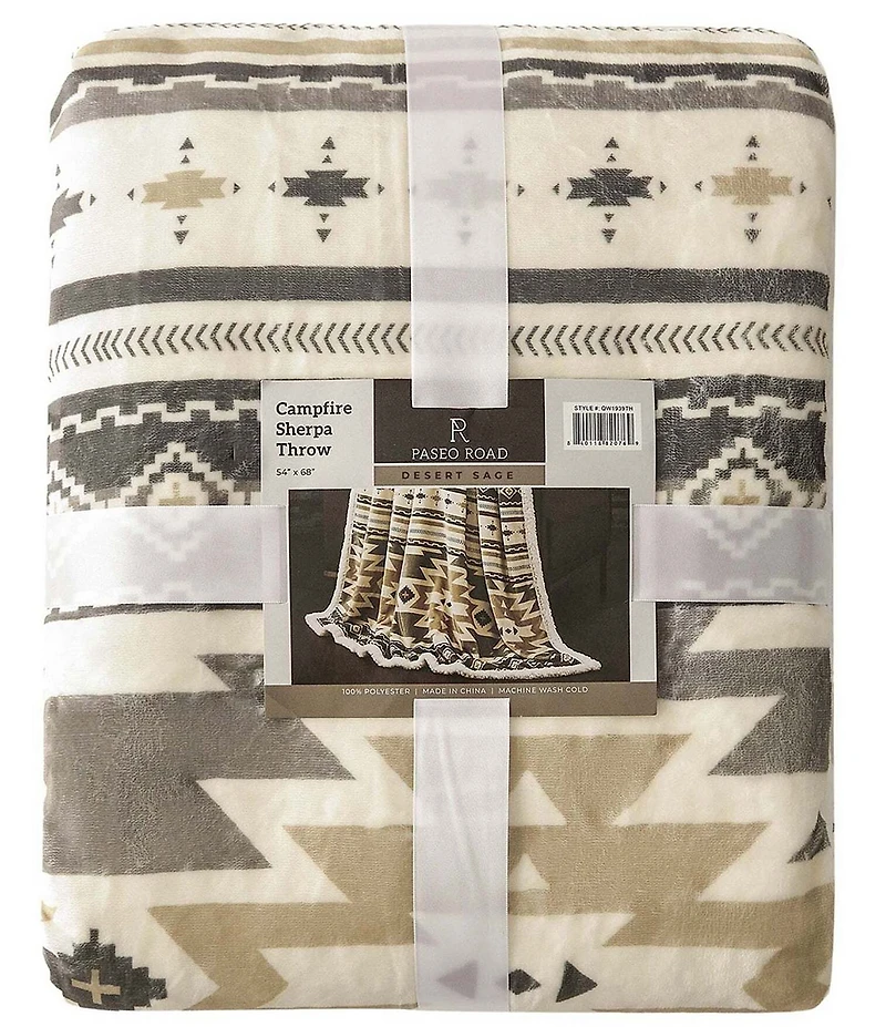 HiEnd Accents x Indigo Hill Desert Sage Campfire Sherpa Throw Blanket