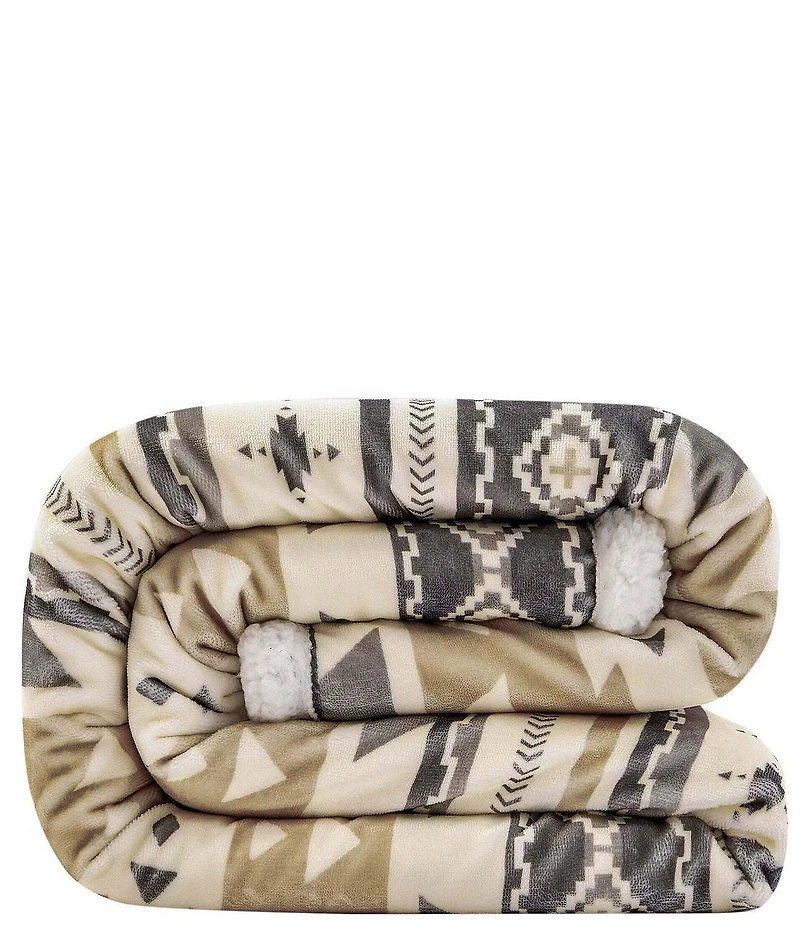 HiEnd Accents x Indigo Hill Desert Sage Campfire Sherpa Throw Blanket