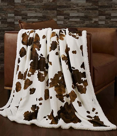 HiEnd Accents x Indigo Hill Elsa Cowhide Print Campfire Sherpa Throw Set