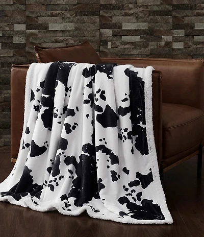 HiEnd Accents x Indigo Hill Elsa Cowhide Print Campfire Sherpa Throw Set