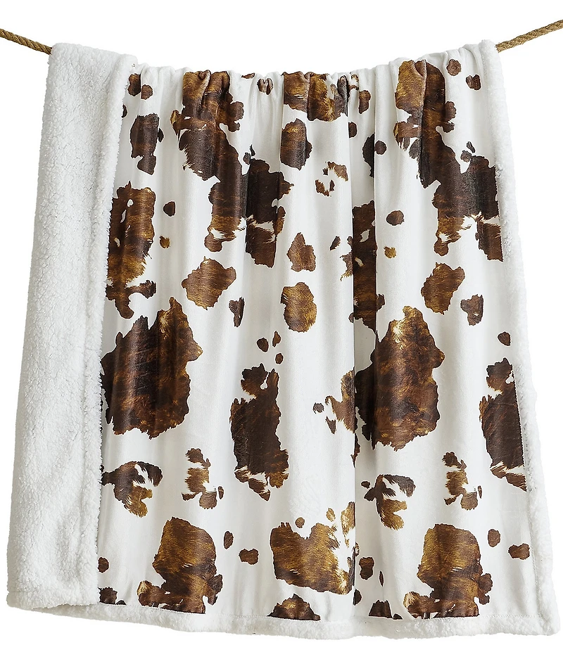 HiEnd Accents x Indigo Hill Elsa Cowhide Print Campfire Sherpa Throw