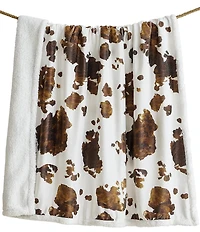 HiEnd Accents x Indigo Hill Elsa Cowhide Print Campfire Sherpa Throw