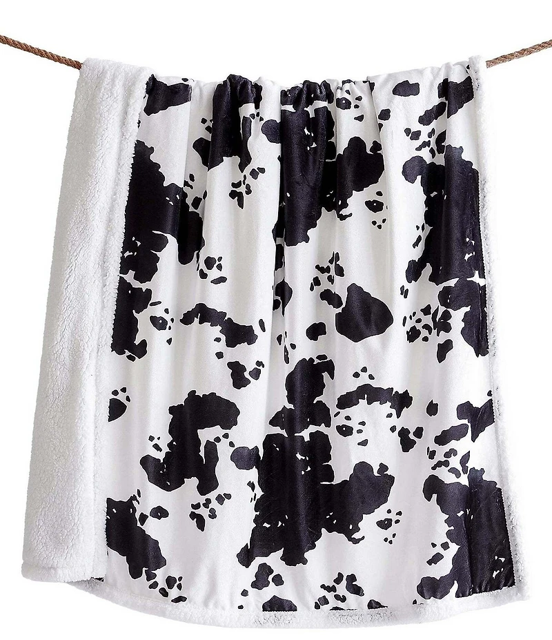 HiEnd Accents x Indigo Hill Elsa Cowhide Print Campfire Sherpa Throw
