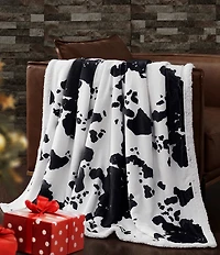 HiEnd Accents x Indigo Hill Elsa Cowhide Print Campfire Sherpa Throw