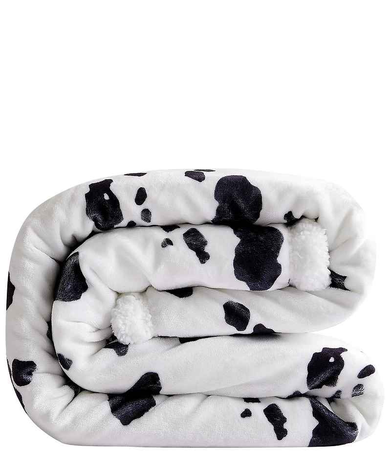 HiEnd Accents x Indigo Hill Elsa Cowhide Print Campfire Sherpa Throw