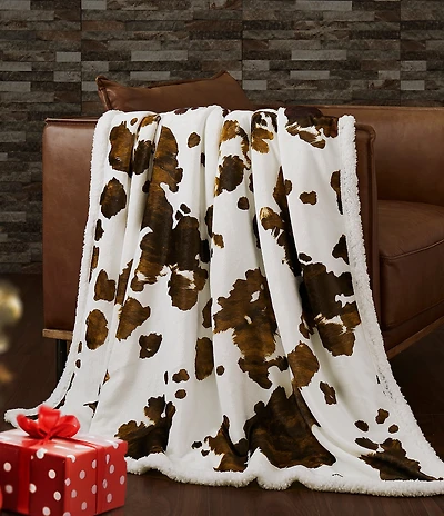 HiEnd Accents x Indigo Hill Elsa Cowhide Print Campfire Sherpa Throw