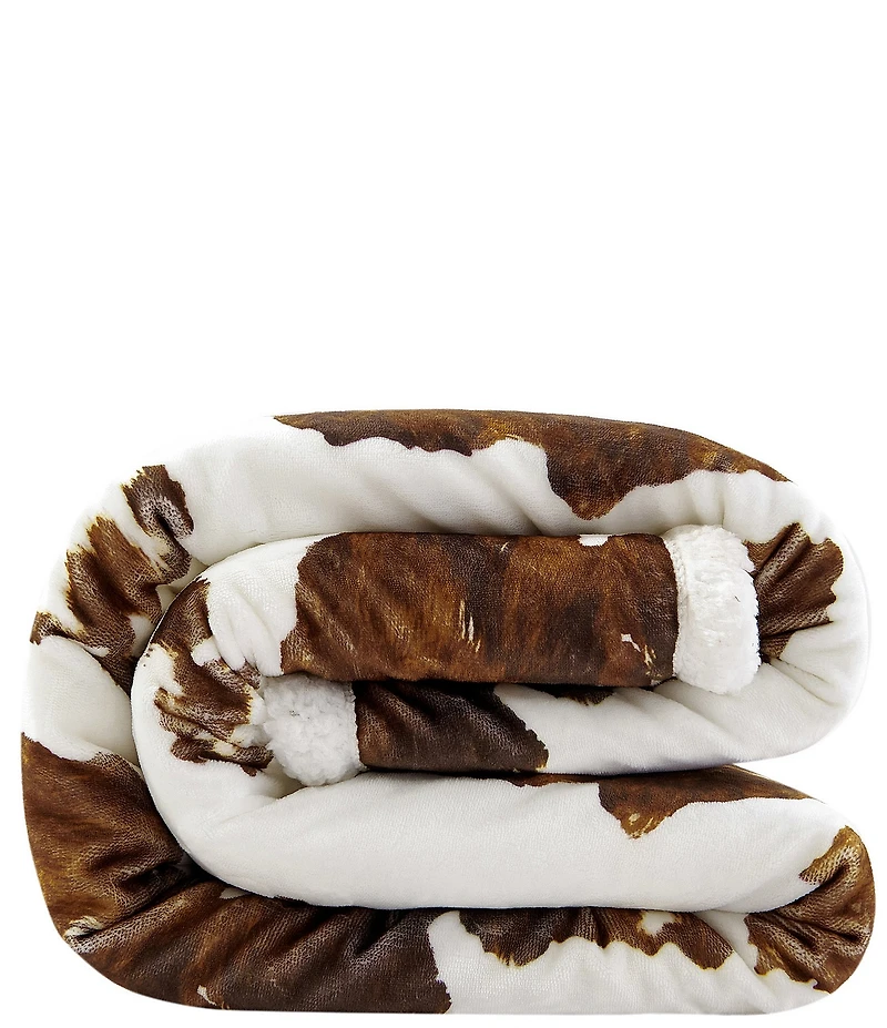 HiEnd Accents x Indigo Hill Elsa Cowhide Print Campfire Sherpa Throw