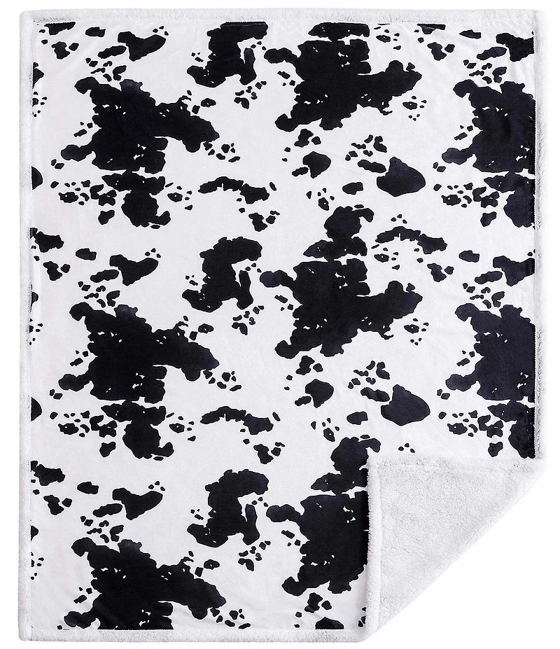 HiEnd Accents x Indigo Hill Elsa Cowhide Print Campfire Sherpa Throw Blanket