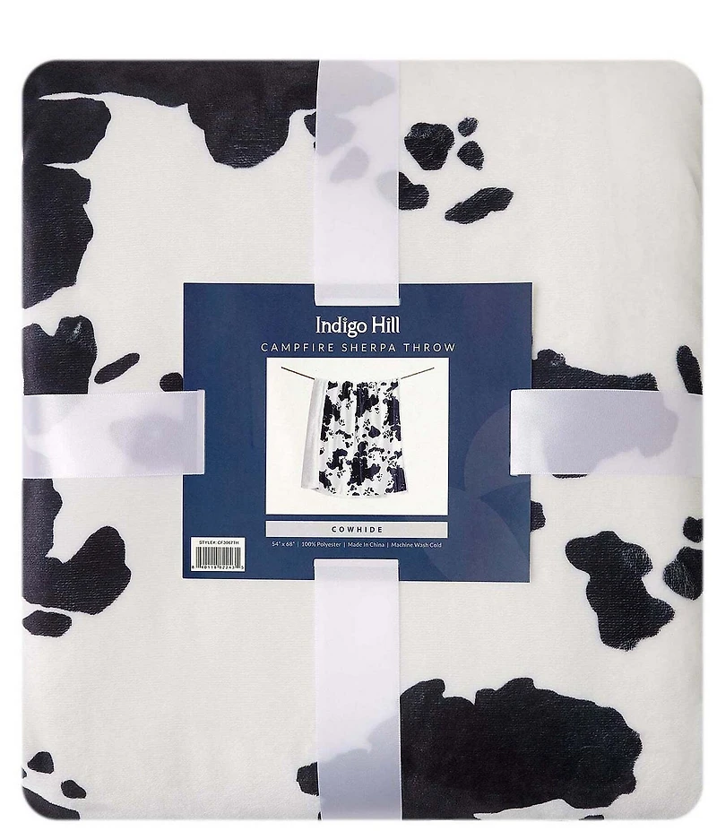 HiEnd Accents x Indigo Hill Elsa Cowhide Print Campfire Sherpa Throw Blanket