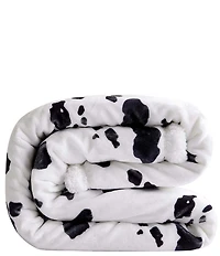 HiEnd Accents x Indigo Hill Elsa Cowhide Print Campfire Sherpa Throw Blanket