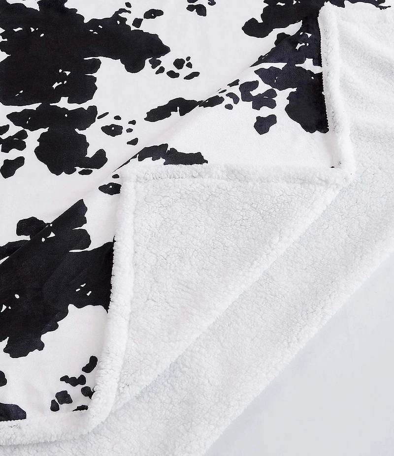 HiEnd Accents x Indigo Hill Elsa Cowhide Print Campfire Sherpa Throw Blanket