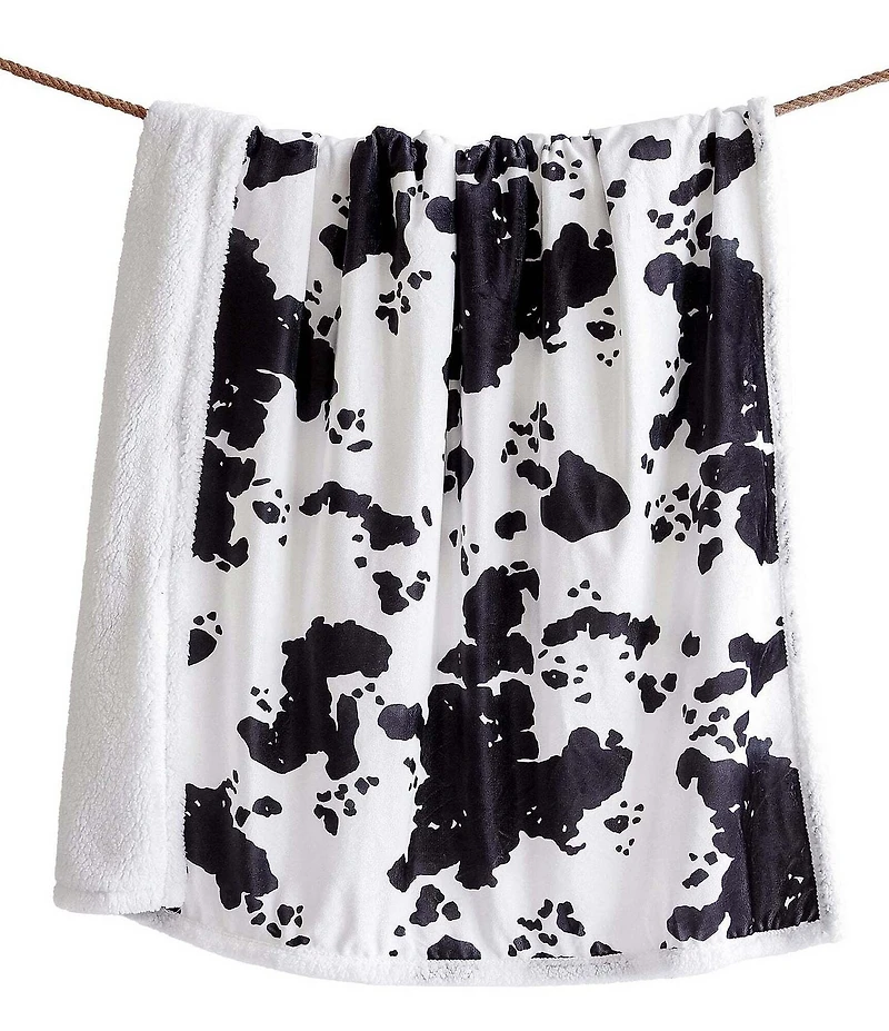 HiEnd Accents x Indigo Hill Elsa Cowhide Print Campfire Sherpa Throw Blanket