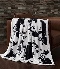 HiEnd Accents x Indigo Hill Elsa Cowhide Print Campfire Sherpa Throw Blanket