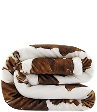 HiEnd Accents x Indigo Hill Elsa Cowhide Print Campfire Sherpa Throw Blanket