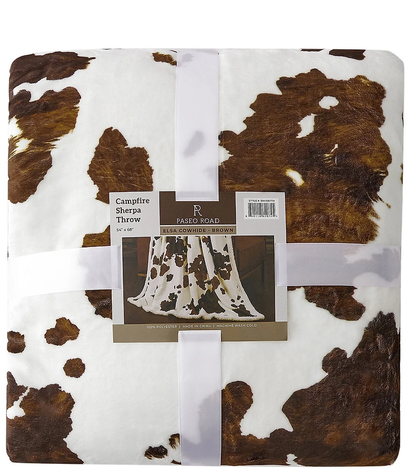 HiEnd Accents x Indigo Hill Elsa Cowhide Print Campfire Sherpa Throw Blanket