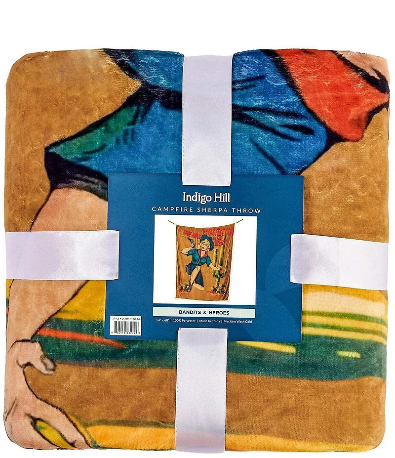 HiEnd Accents x Indigo Hill Gunslinger Campfire Sherpa Accent Pillow & Blanket Throw Set