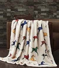 HiEnd Accents x Indigo Hill Wild Horses Western Campfire Sherpa Throw Set