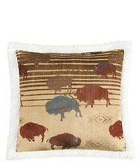 Indigo Hill by HiEnd Accents Home on the Range Buffalo Campfire Sherpa Cozy Throw and Pillows Set