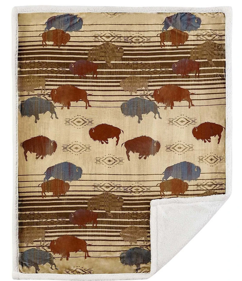 Indigo Hill by HiEnd Accents Home on the Range Buffalo Campfire Sherpa Throw