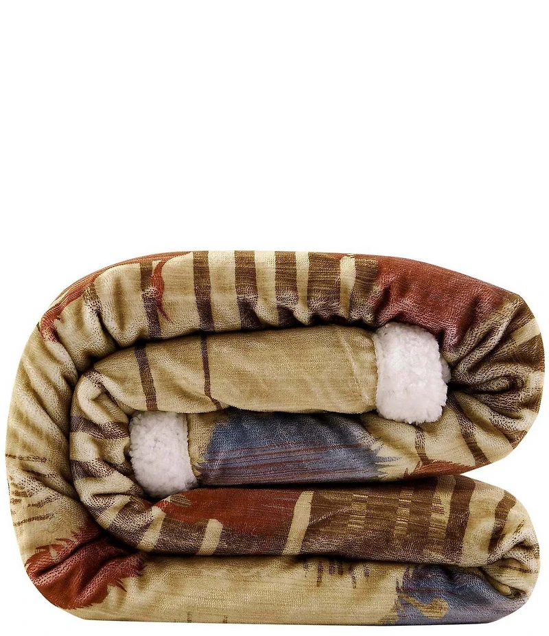 HiEnd Accents x Indigo Hill Home On The Range Buffalo Campfire Sherpa Throw Blanket