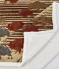HiEnd Accents x Indigo Hill Home On The Range Buffalo Campfire Sherpa Throw Blanket
