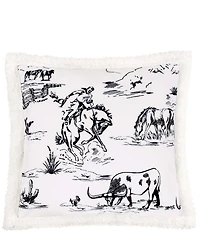 Indigo Hill by HiEnd Accents Ranch Life Western Toile Campfire Sherpa Cozy Throw and Pillows Set