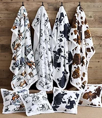 Indigo Hill by HiEnd Accents Ranch Life Western Toile Campfire Sherpa Cozy Throw and Pillows Set
