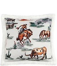 Indigo Hill by HiEnd Accents Ranch Life Western Toile Campfire Sherpa Cozy Throw and Pillows Set