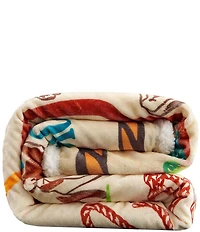 Indigo Hill by HiEnd Accents Retro Rodeo Campfire Sherpa Western Adventure Throw Blanket