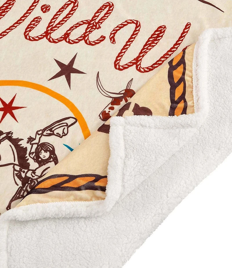 Indigo Hill by HiEnd Accents Retro Rodeo Campfire Sherpa Western Adventure Throw Blanket