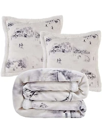 Indigo Hill by HiEnd Accents Ski Toile Campfire Sherpa Accent Pillow and Blanket Set