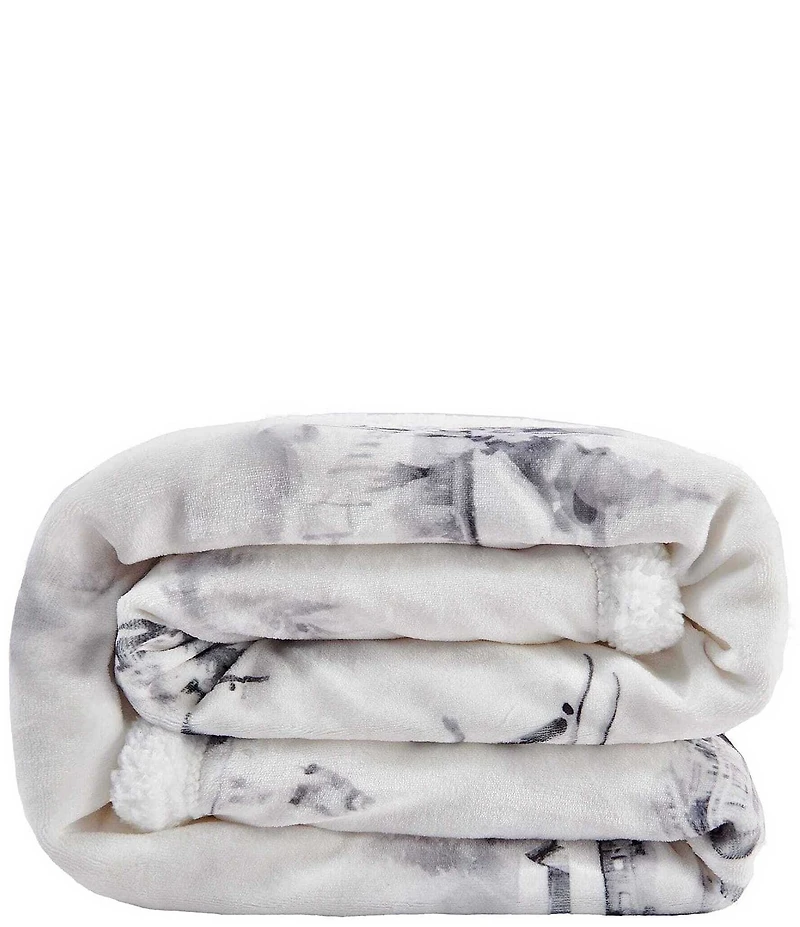 Indigo Hill by HiEnd Accents Ski Toile Campfire Sherpa-Backed Throw