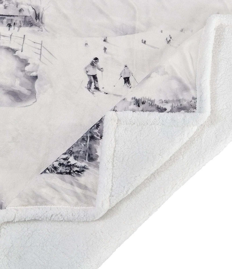 Indigo Hill by HiEnd Accents Ski Toile Campfire Sherpa-Backed Throw