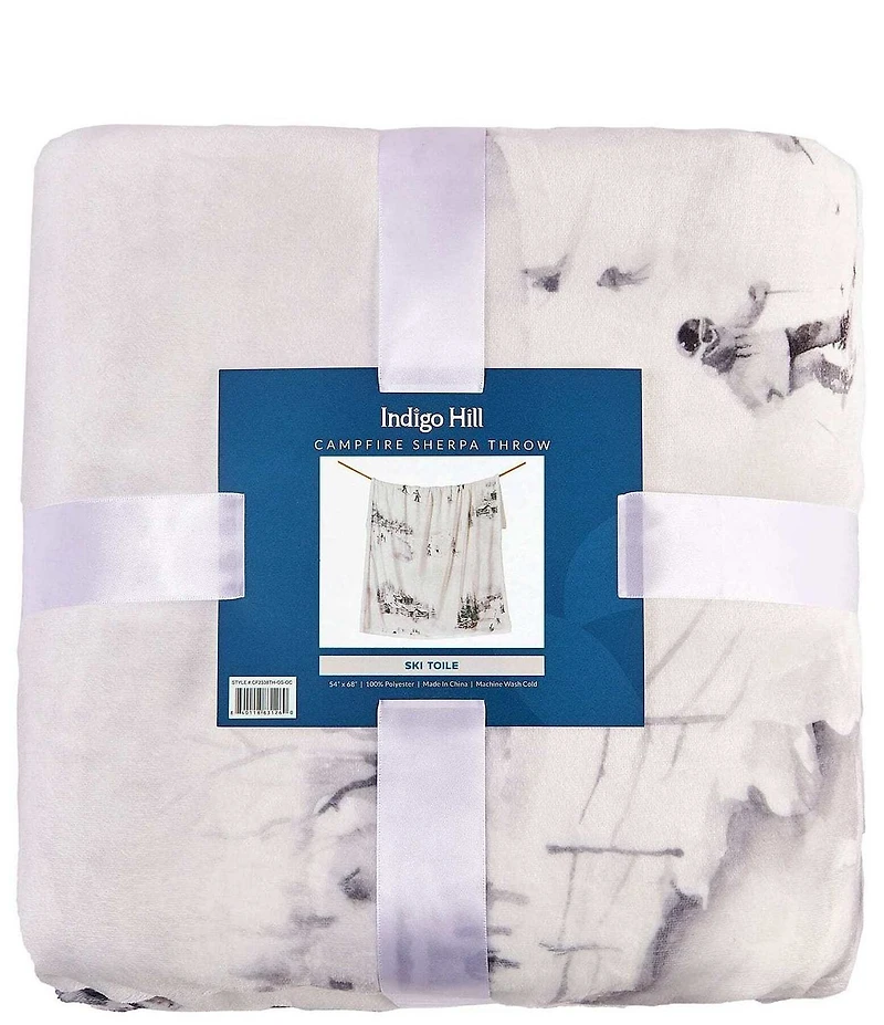 Indigo Hill by HiEnd Accents Ski Toile Campfire Sherpa-Backed Throw
