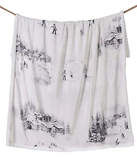 Indigo Hill by HiEnd Accents Ski Toile Campfire Sherpa-Backed Throw