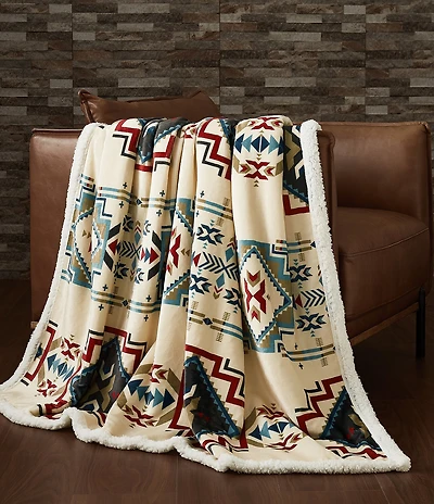 HiEnd Accents x Indigo Hill Spirit Valley Southwestern-Inspired Campfire Sherpa Throw Blanket