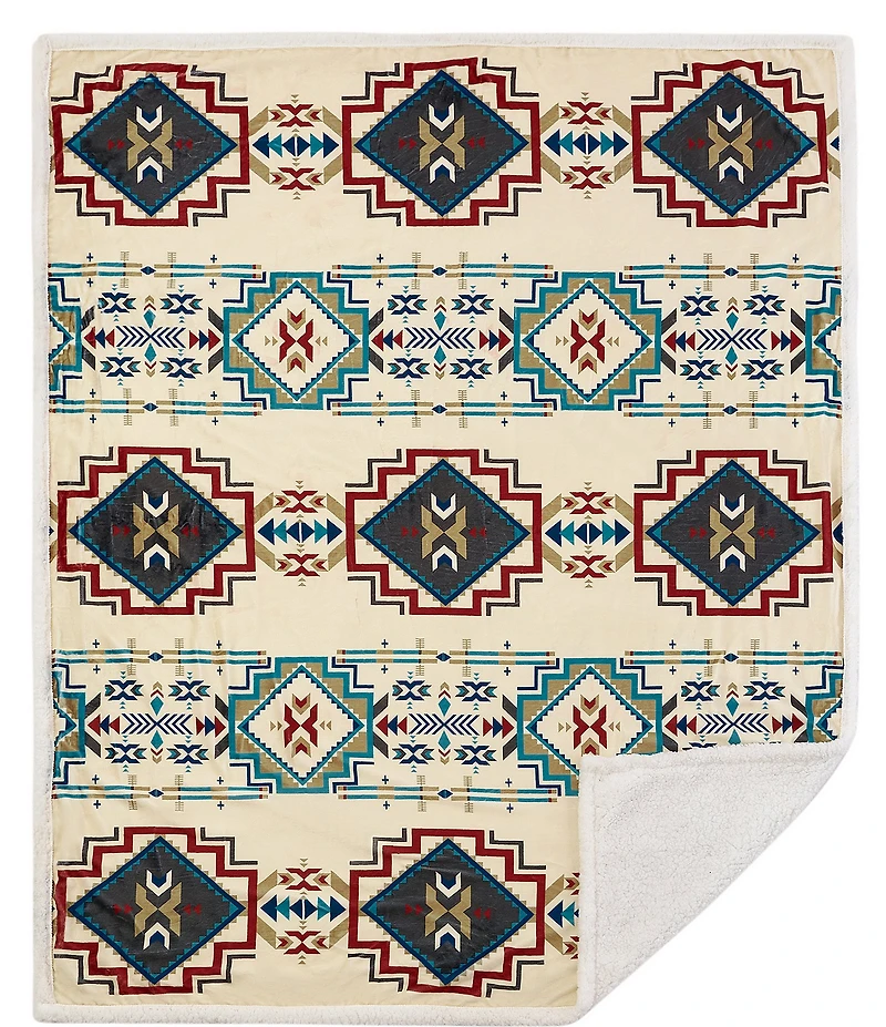 Indigo Hill by HiEnd Accents Spirit Valley Southwestern-Inspired Patterns Campfire Sherpa Throw