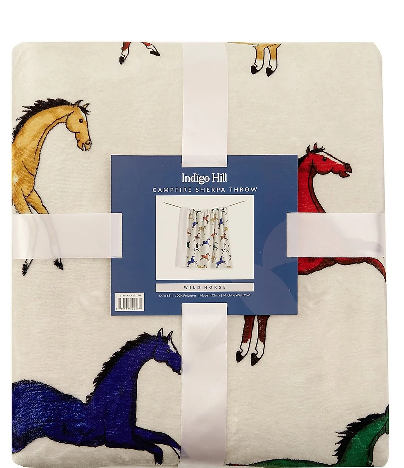 HiEnd Accents x Indigo Hill Wild Horses Campfire Sherpa Western Throw