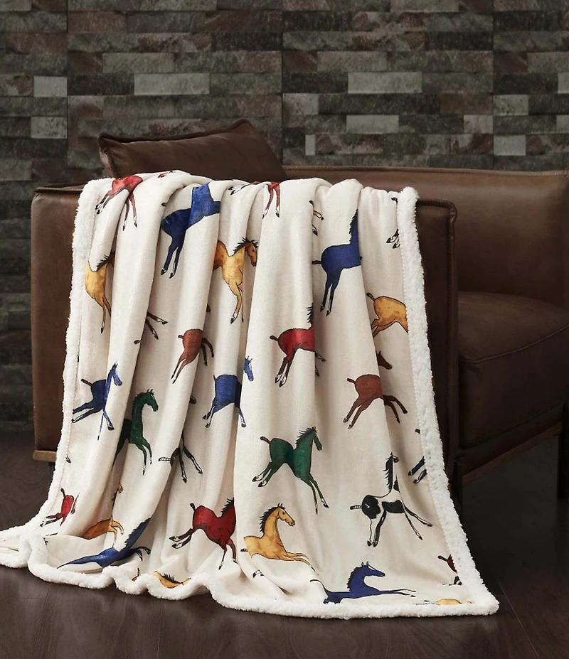 HiEnd Accents x Indigo Hill Wild Horses Campfire Sherpa Western Throw
