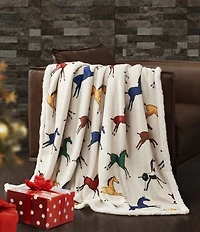 HiEnd Accents x Indigo Hill Wild Horses Campfire Sherpa Western Throw