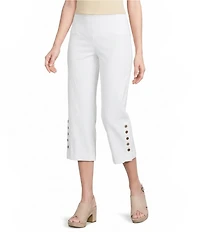 Intro Aimee Solid Suave Knit Straight Leg Tummy Control Coconut Button Hem Pull-On Pants