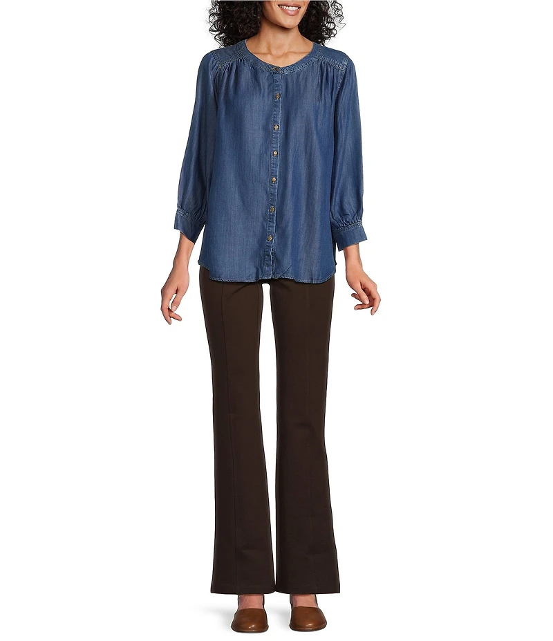 Intro Bella Double Knit Ponte Slimming Waist Pull-On Boot Leg Pants
